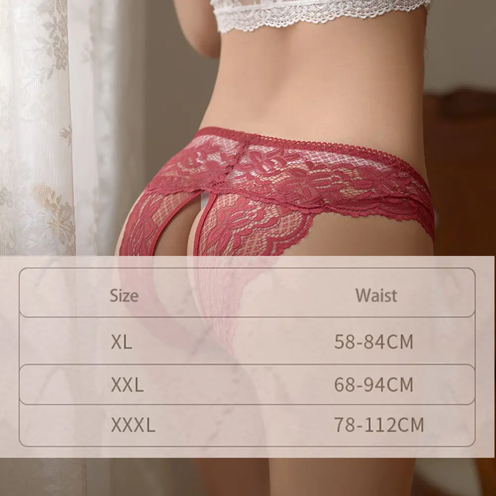 Plus Size Hollow Out Open Crotch Panties Transparent Porn Underwear Female Sexual Erotic Lingerie Crotchless Thongs Briefs