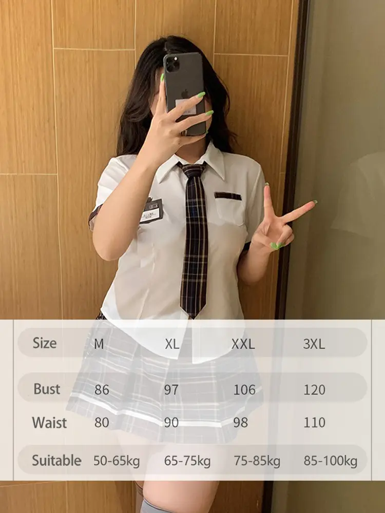 Sexy Schoolgirl Cosplay Lingerie for Women Costumes Students Uniform Roleplay Pleated Mini Skirt Sexy Naughty Clothes