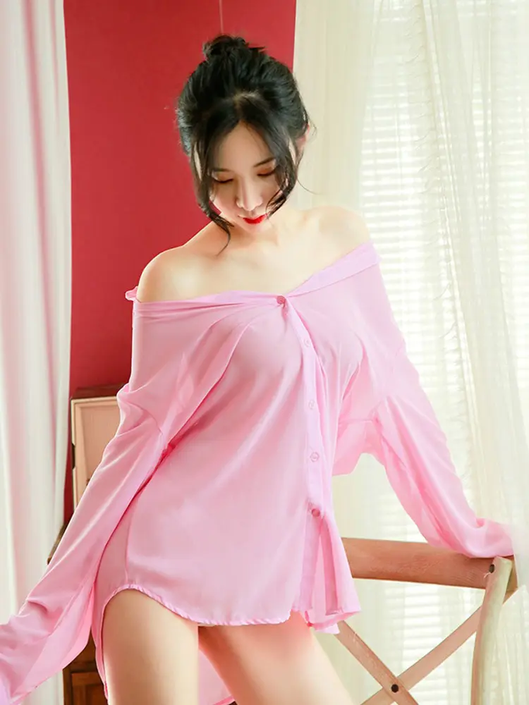 Hot New Women Sexy Lingerie Hollow Temptation Nightdress Transparent Pajamas Sleep Tops Women Sleepwear Temptation Sleep Shirt