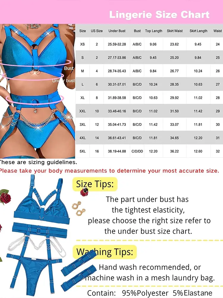 Bondage Sexy Lingerie Outfit Erotic Apparel Set Clubwear Lace Underwear Set Breast Gathering Strap Lace Underwear Metal Chain