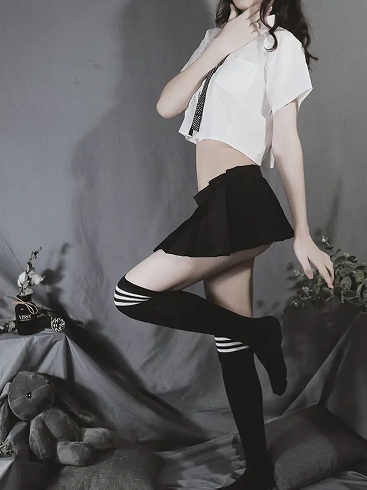 Erotic Role Play School Girl Outfit Women Underwear Dress Miniskirt Outfit Crop Short Top Sexy Japanese Schoolgirl Uniform
