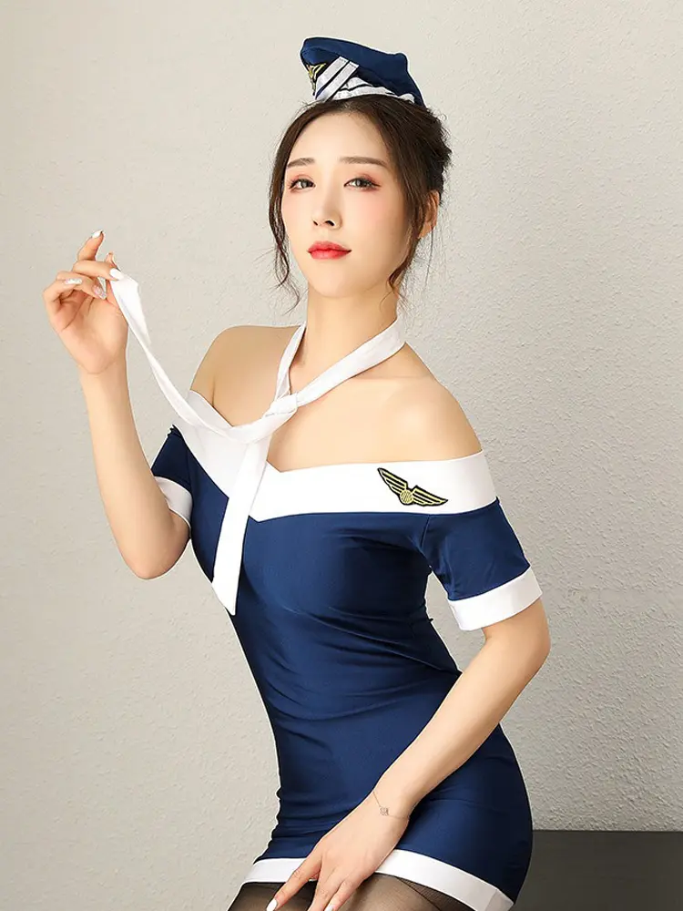 Sex Erotic Lingerie Flight Attendant Tight Fitting Uniform Short Skirt Woman Sexy Cosplay Dress Adult Sexy Underwear Sex Shop