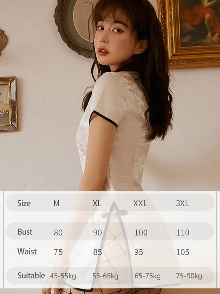 Sexy Cheongsam Dress Super Hot Lingerie Qipao Dress Tempting Uniform Pajamas Vintage Oriental Underwear Seducing Private Perform