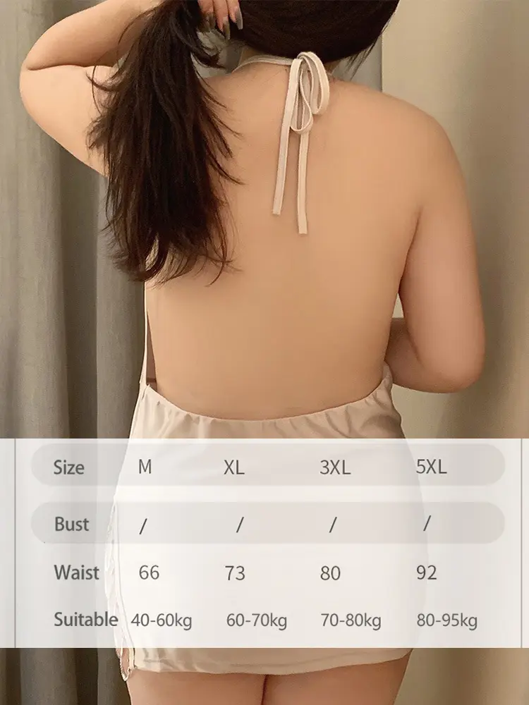Sexy Hot Temptation Secretary Lingerie High-end Pure Desire Dress Sleeveless Deep V Wrap Hip Hanging Neck Charming Fiery Plus
