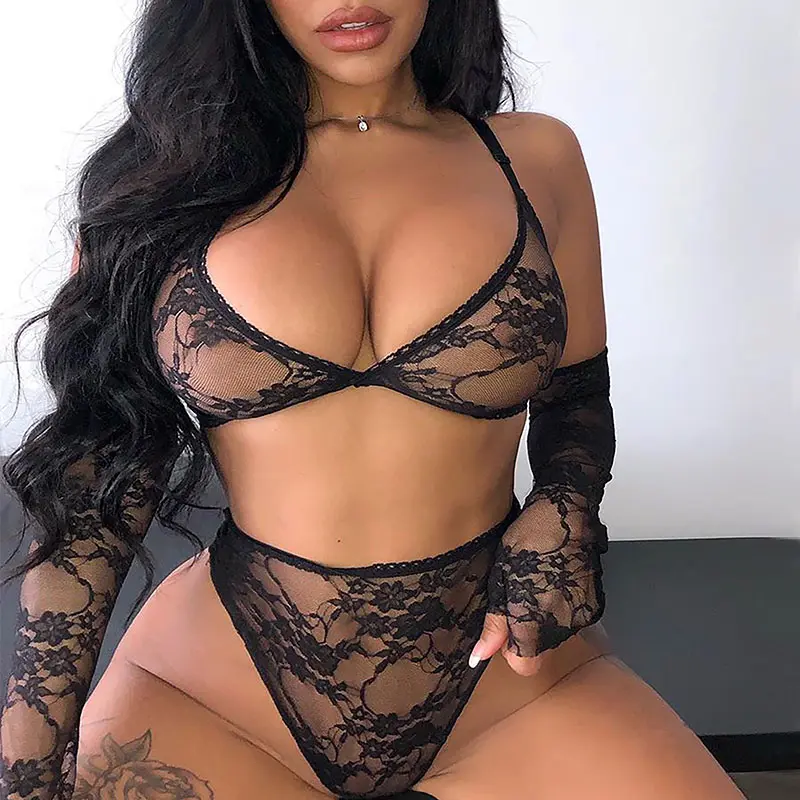 Hot Sexy Lace Bodysuit Women Sexy Lingerie See-through Pajamas Erotic Outfits Fancy Underwear Sex Set Porn Garters Stockings