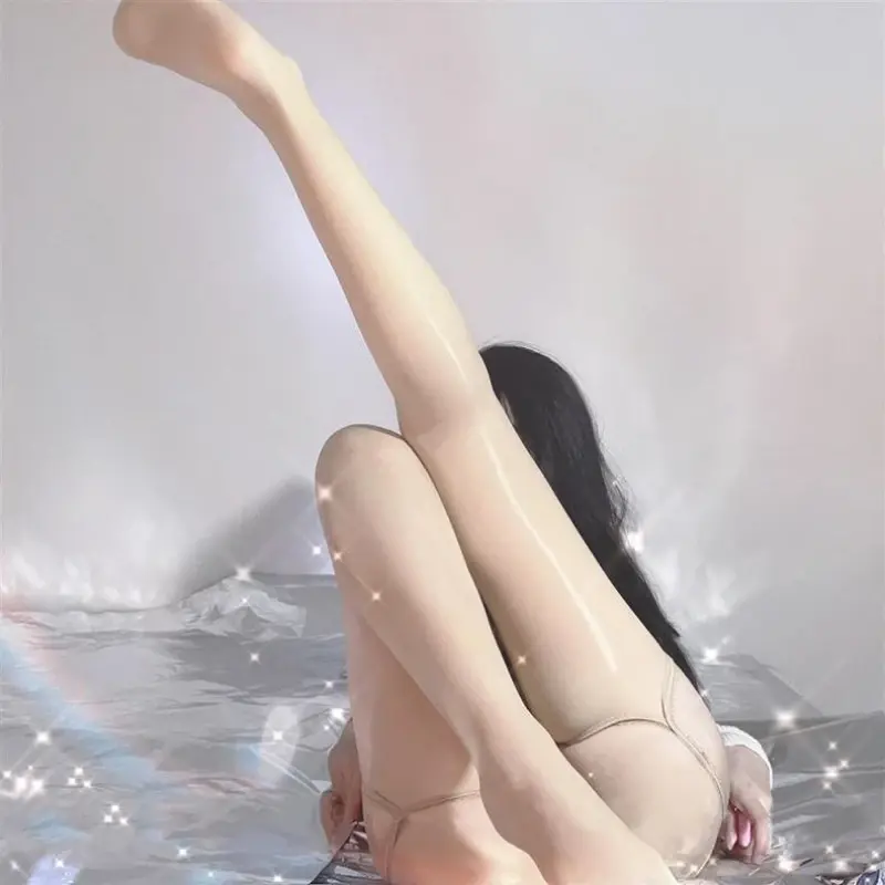 Open Crotch Sexy Erotic Body Stockings For Women Pure Fetish Mesh Transparent Over Knee Thigh High Long Sock Adult Black Hosiery