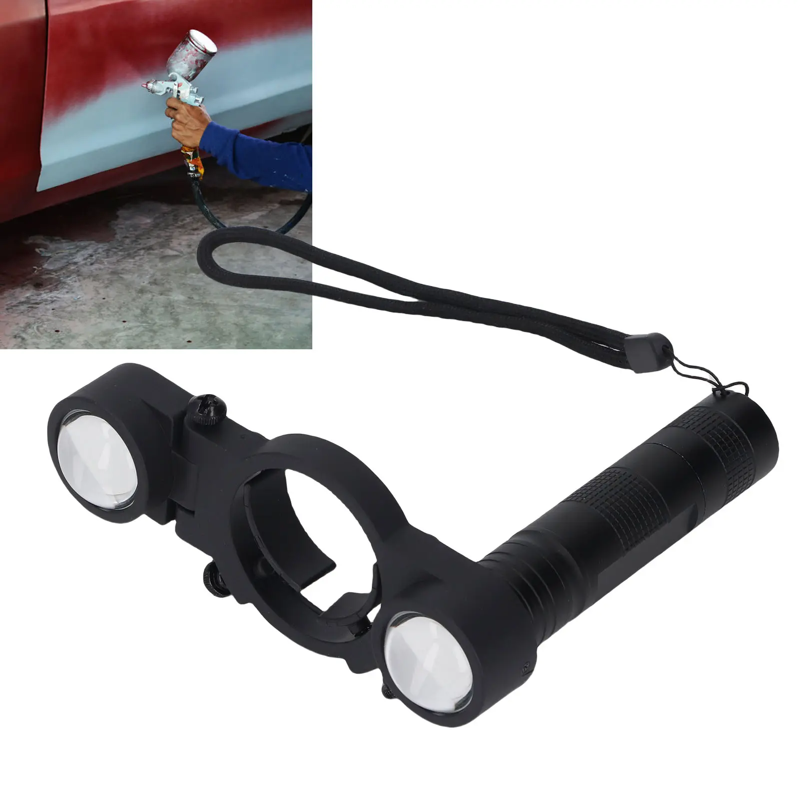 Automotive Paint Light Rechargeable Adjustable Clamp Spray Light Even Coverage 2 Modes with Lens Covers for Auto Repair Coating