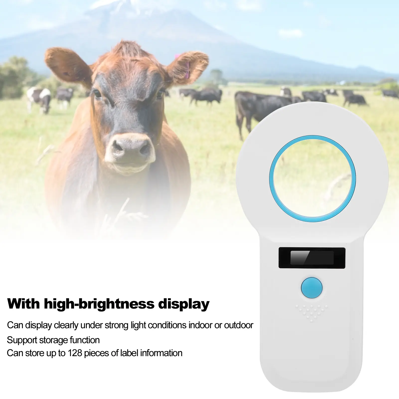Animal Tag Reader Pet Microchip Scanner for RFID 34.2Khz/125Khz Rechargeable Support for EMID/FDX‑B Pet ID Scanner Tag Scanner