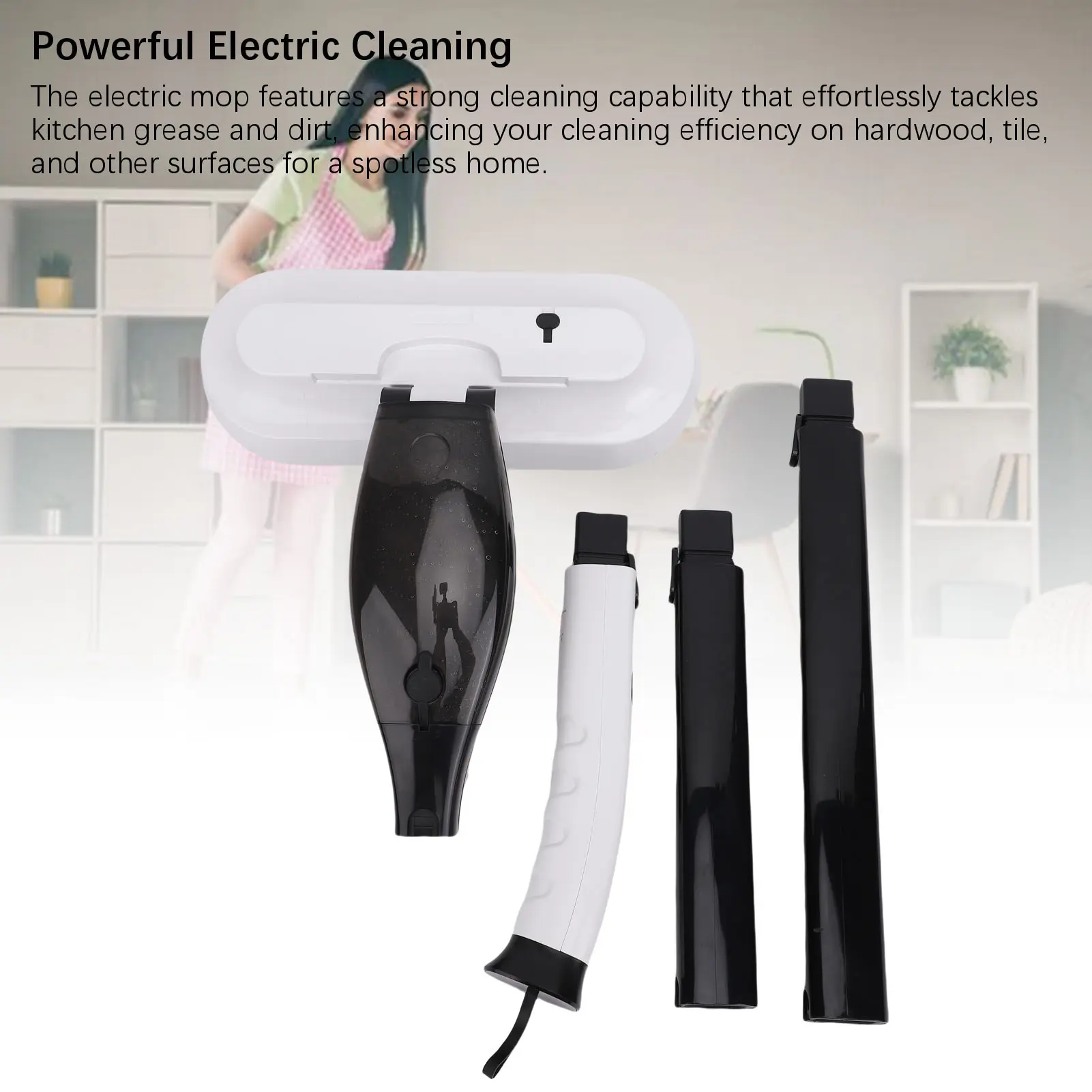 Cordless Electric Mop 800ml Water  2 in 1 Electric Scrubber Mop Adjustable Angle Brush Water Spray for Hardwood Tile Floor