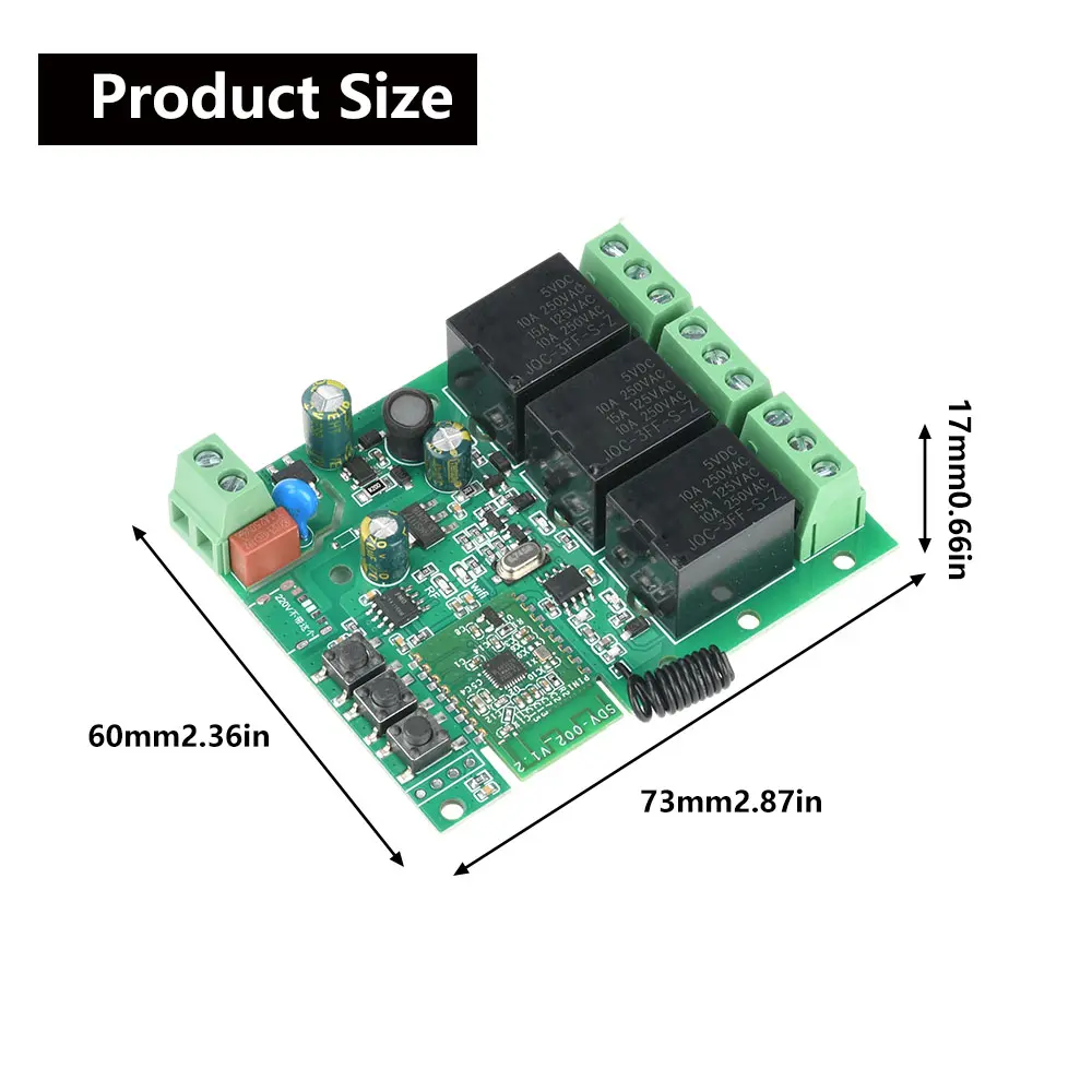eWelink 3 Channel Self-locking Smart WiFi Bluetooth Relay Module Support 433MHz RF Remote Control  Wireless Smart Home Switch