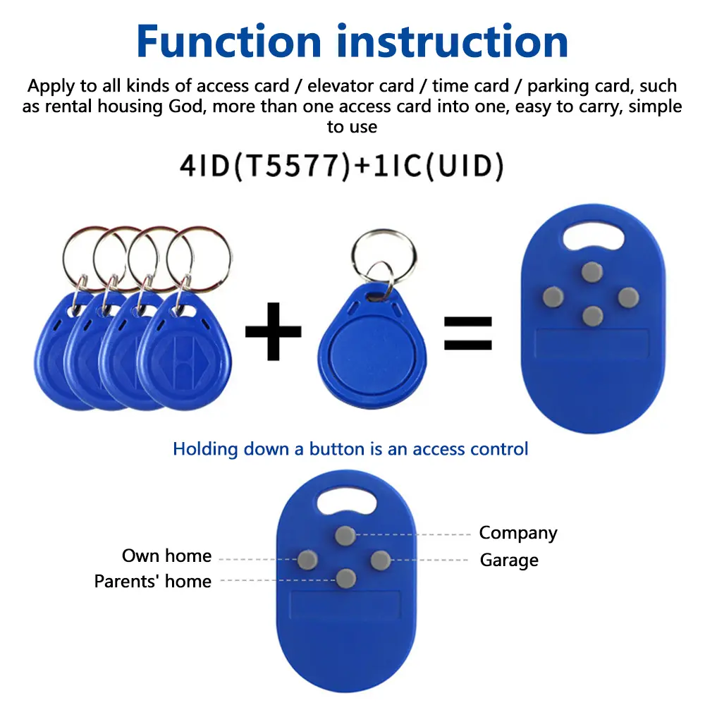 RFID Multifunctional Key Tags 5 In 1 125k 13.56MHZ NFC Card T5577 EM ID IC UID Rewritable Metal Card  Access Control Key Fob