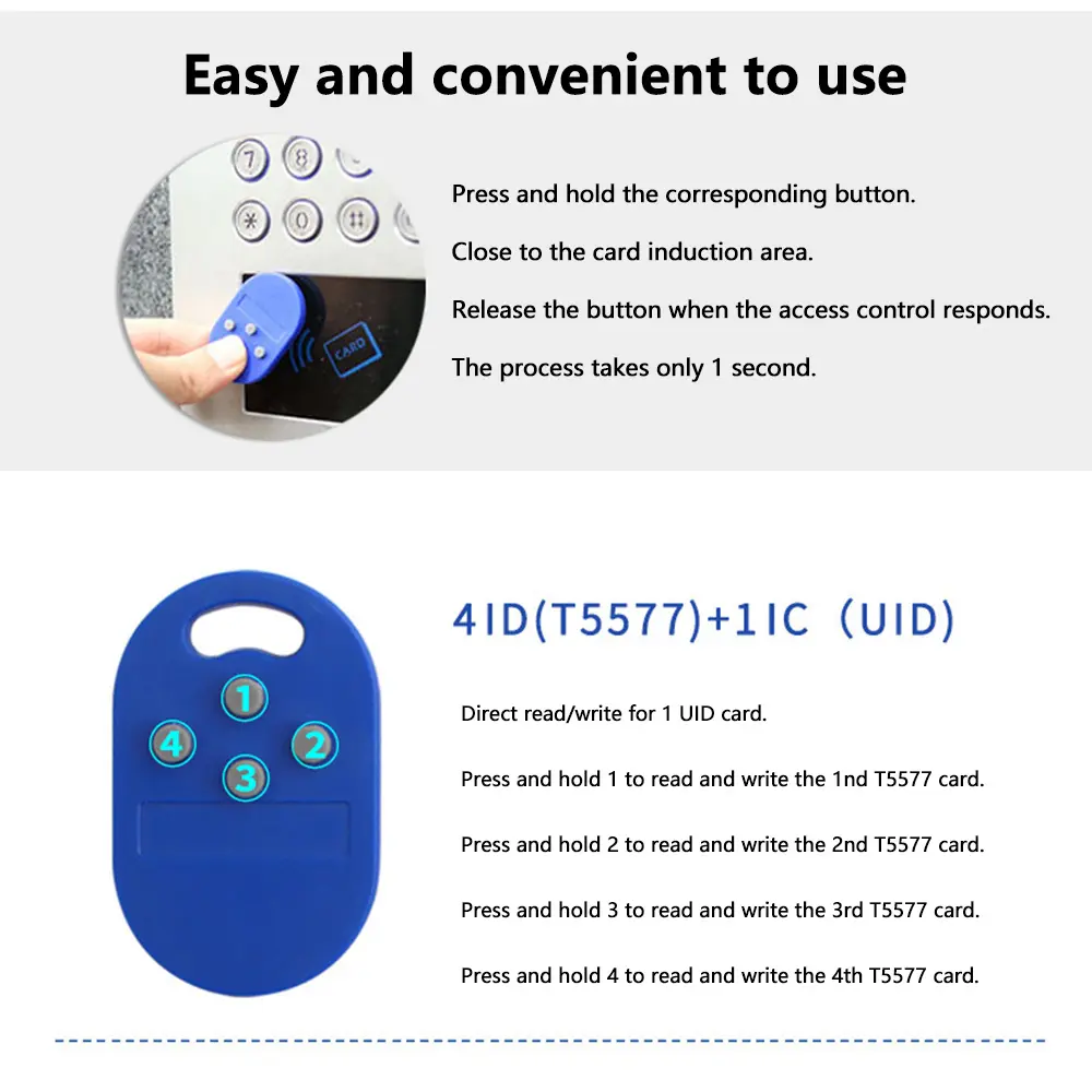 RFID Multifunctional Key Tags 5 In 1 125k 13.56MHZ NFC Card T5577 EM ID IC UID Rewritable Metal Card  Access Control Key Fob