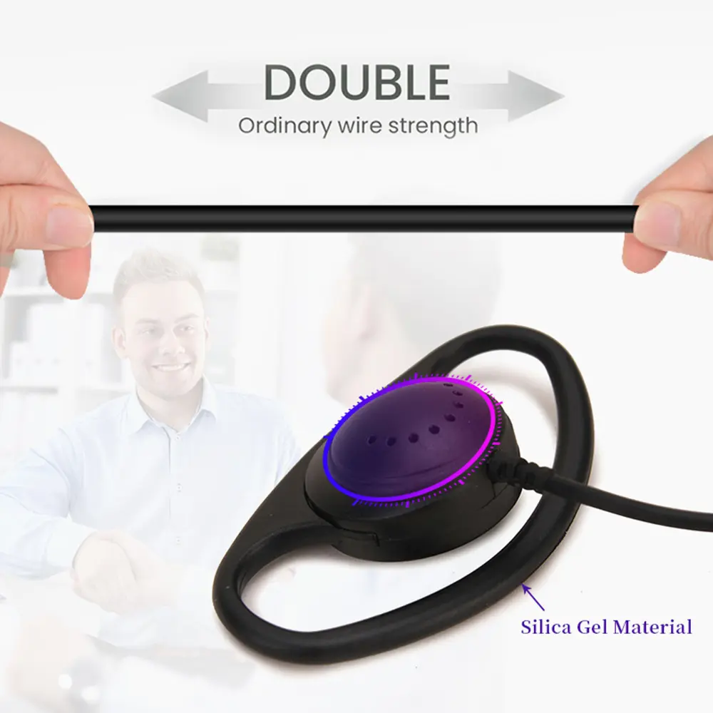 D Shape Soft Ear Earpiece 3.5mm Plug Single Side Headset Headphone Wired Earphone for Laptop PC Mobile Phone Noise Reduction