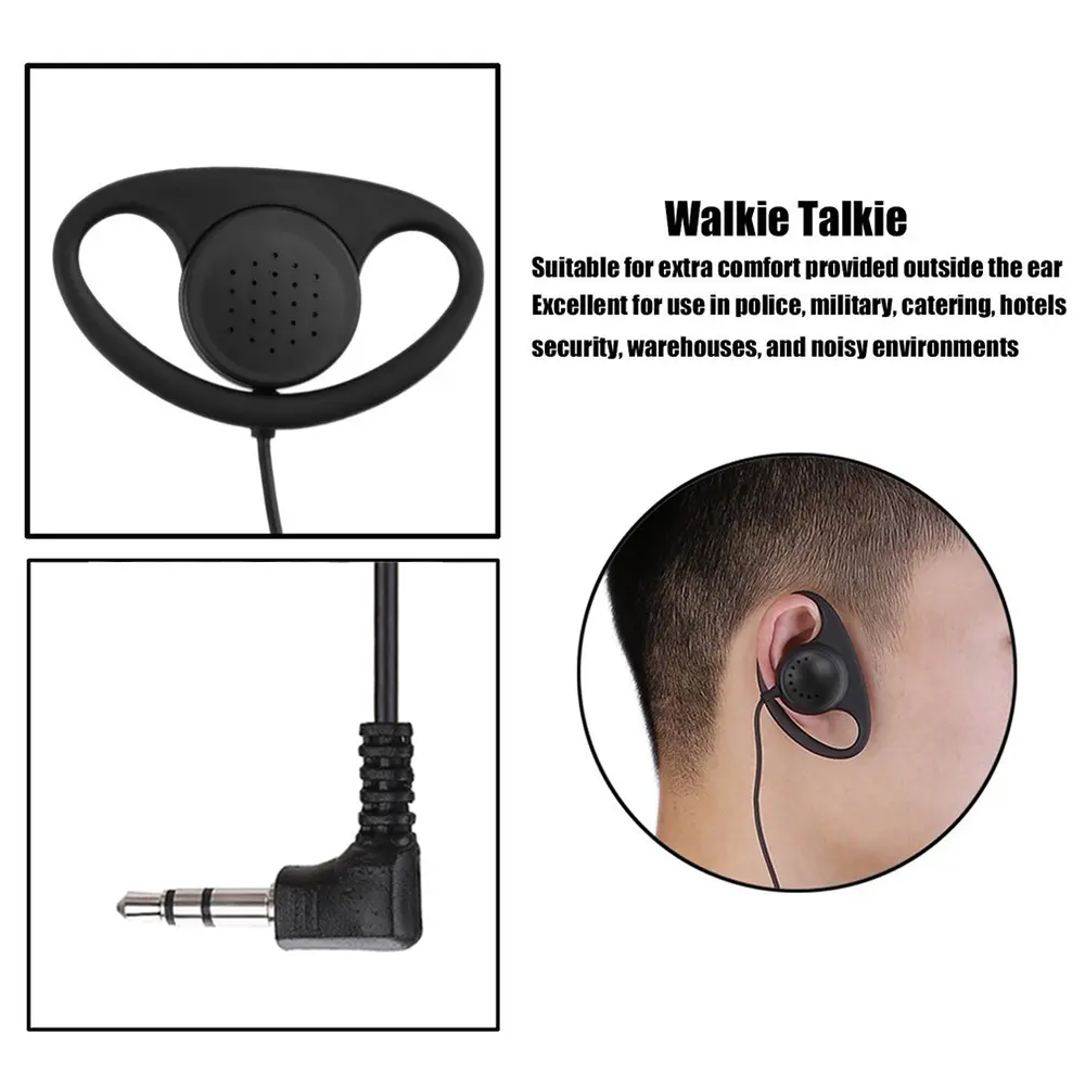 D Shape Soft Ear Earpiece 3.5mm Plug Single Side Headset Headphone Wired Earphone for Laptop PC Mobile Phone Noise Reduction