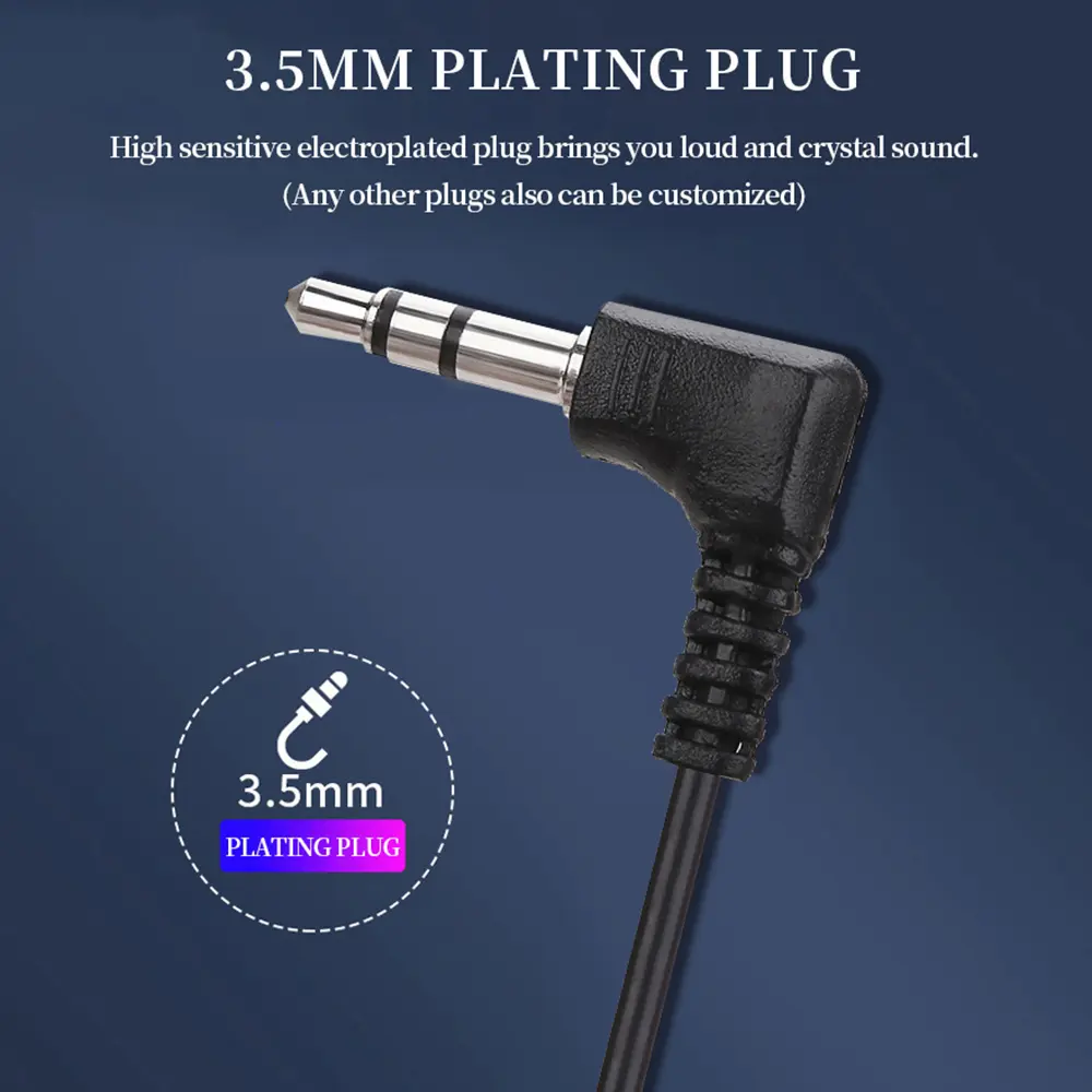 D Shape Soft Ear Earpiece 3.5mm Plug Single Side Headset Headphone Wired Earphone for Laptop PC Mobile Phone Noise Reduction