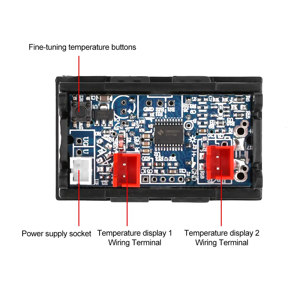 LED Dual Display Digital Thermometer DC 4-28V Temperature Meter NTC Waterproof Probe Temperature Sensor For Car Refrigerator