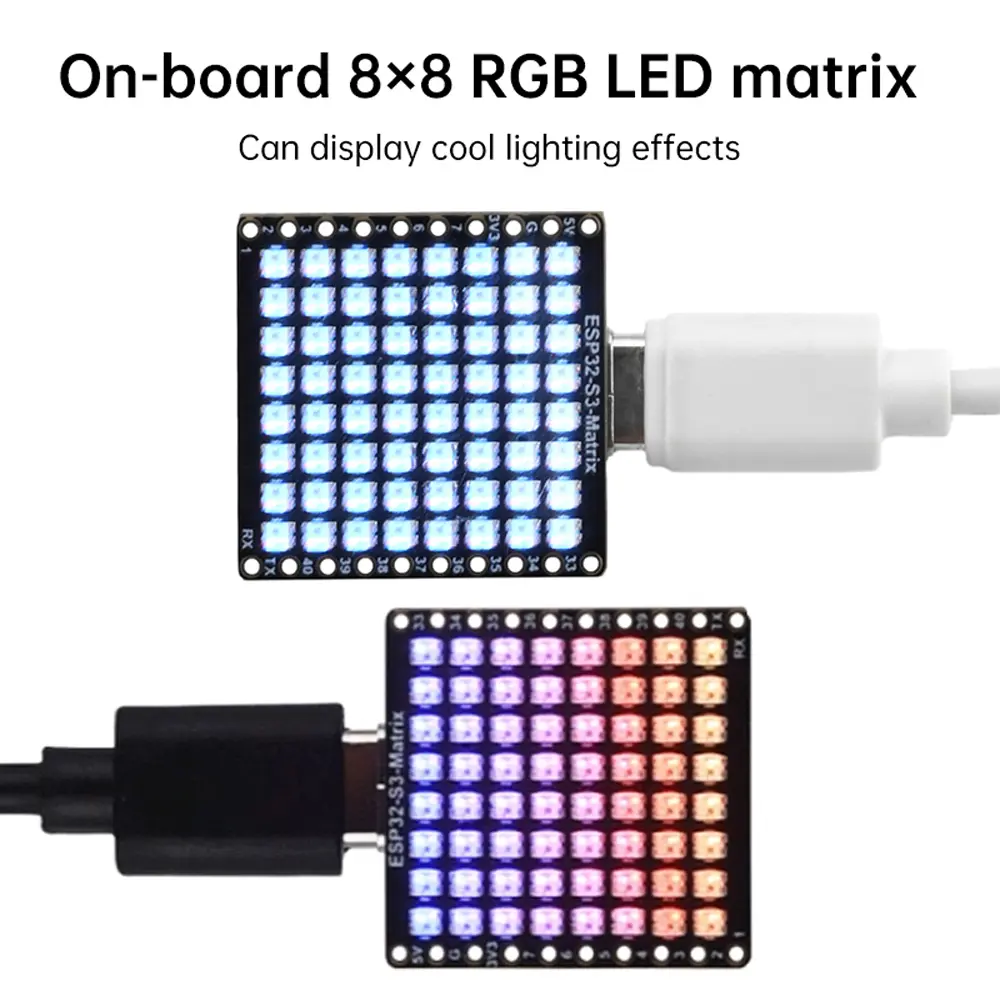 ESP32-S3-Matrix Mini Development Board Onboard 8x8 RGB LED Matrix WIFI Bluetooth Module BLE5 ESP32 ESP32-S3FH4R2 Type-C