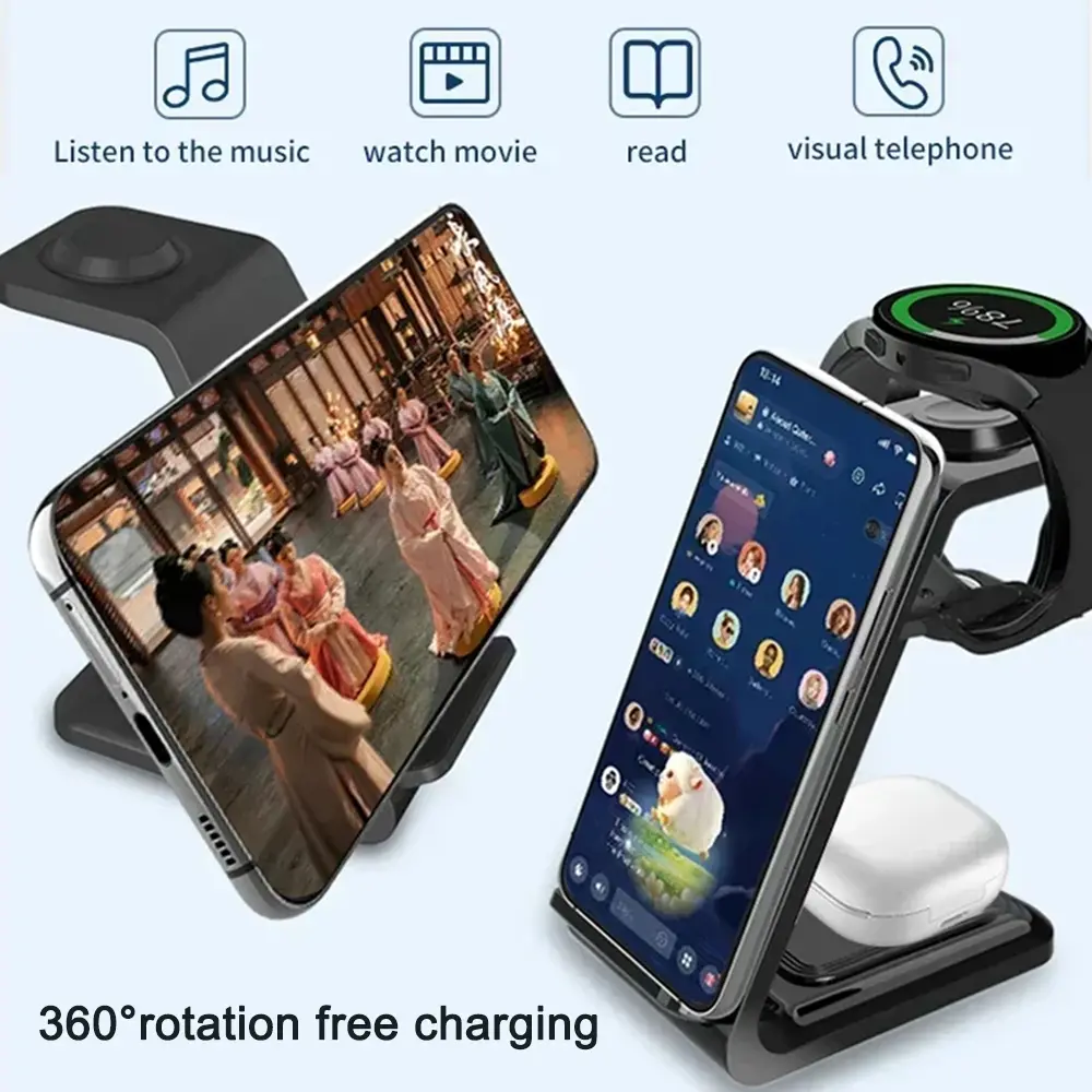 Wireless Charger 3 In1 Fast Charging Dock Station for Samsung  Galaxy S23 S22  Watch 1 2 Buds 2 Pro Plus Multiple Devices Stand