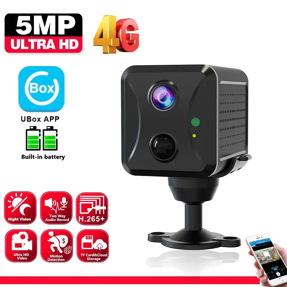 Ubox Mini WiFi/4G 5MP Camera PIR Infrared Detection Camcorders Human Presence Sensor Cam Baby Security IP Cameras 1080P 4K 2K