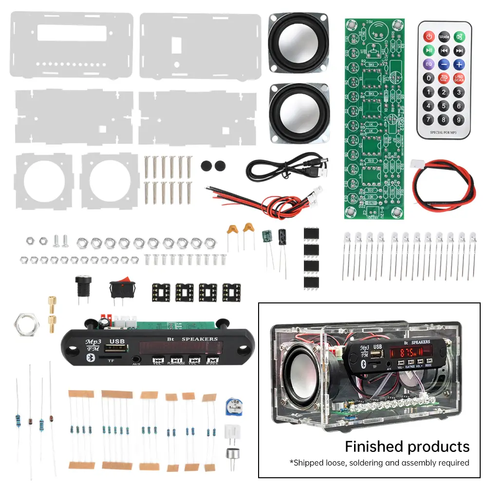 DIY Bluetooth Speaker Kit with FM Radio DIY Soldering Project Practice Solder Assembly 2*3W Speaker DIY Electronic Kit Component