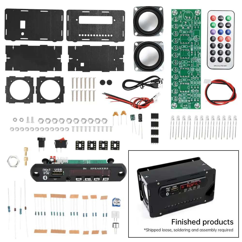 DIY Bluetooth Speaker Kit with FM Radio DIY Soldering Project Practice Solder Assembly 2*3W Speaker DIY Electronic Kit Component