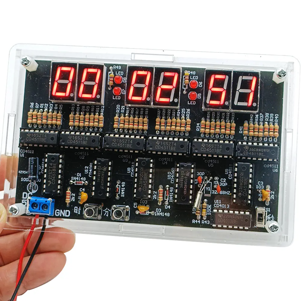 6 Digits DIY Digital Circuit Clock Kit Auto Display Time DIY Alarm Clock Soldering Practice Kit for Students DC 4.5V-5.5V