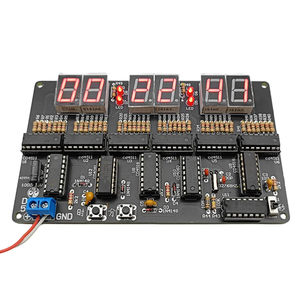 6 Digits DIY Digital Circuit Clock Kit Auto Display Time DIY Alarm Clock Soldering Practice Kit for Students DC 4.5V-5.5V