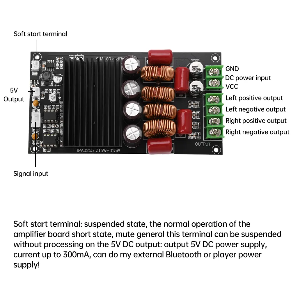 TPA3255 600W Digital Sound Amplifier Board Fever HIFI 2X300W Audio Amplifier Module Dual Channel Stereo Class D Amp High Power