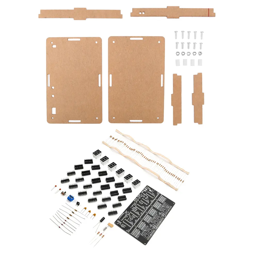 6 Digits DIY Digital Circuit Clock Kit Auto Display Time DIY Alarm Clock Soldering Practice Kit for Students DC 4.5V-5.5V