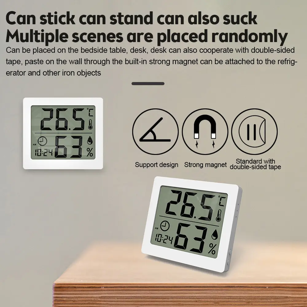 Multifunction LCD Digital Temperature Humidity Meter Home Indoor Outdoor hygrometer thermometer Weather Station with Clock
