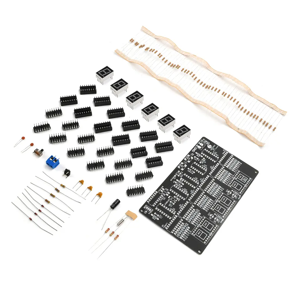 6 Digits DIY Digital Circuit Clock Kit Auto Display Time DIY Alarm Clock Soldering Practice Kit for Students DC 4.5V-5.5V