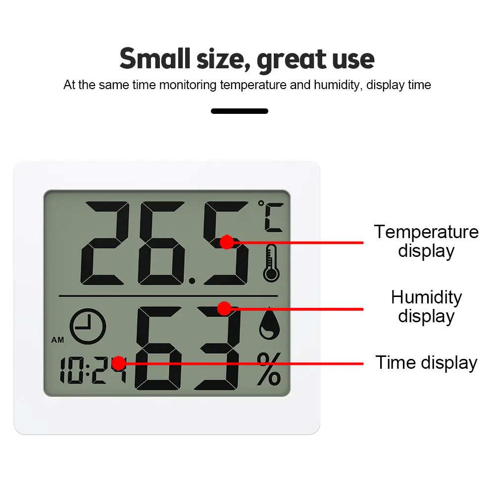Multifunction LCD Digital Temperature Humidity Meter Home Indoor Outdoor hygrometer thermometer Weather Station with Clock