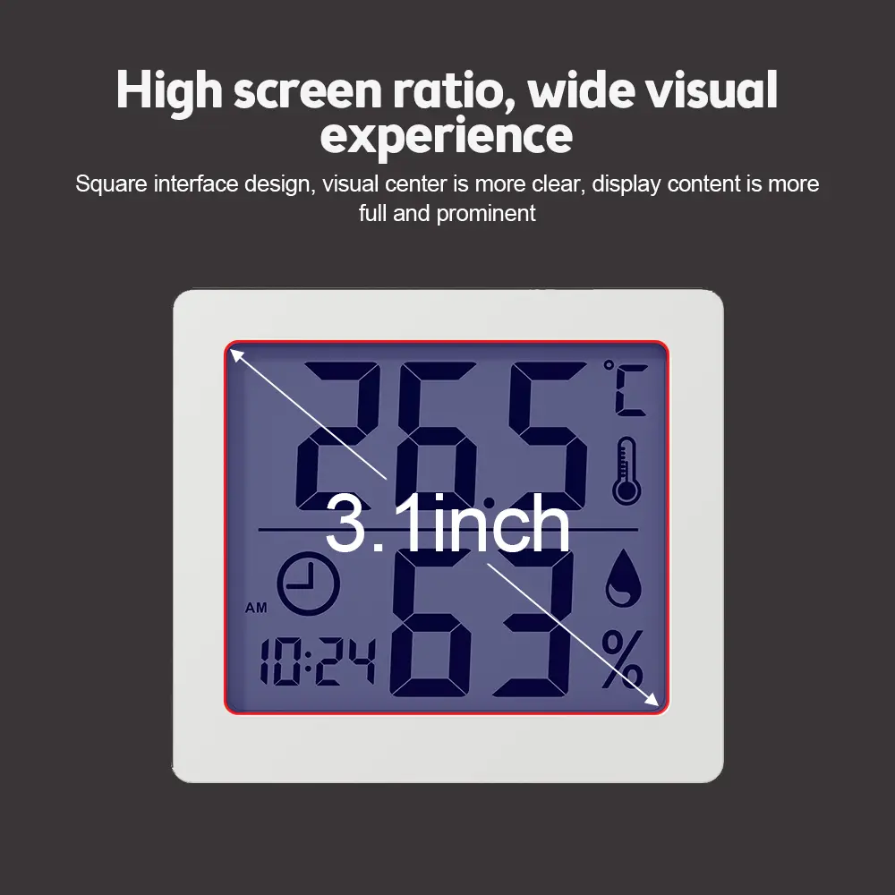 Multifunction LCD Digital Temperature Humidity Meter Home Indoor Outdoor hygrometer thermometer Weather Station with Clock