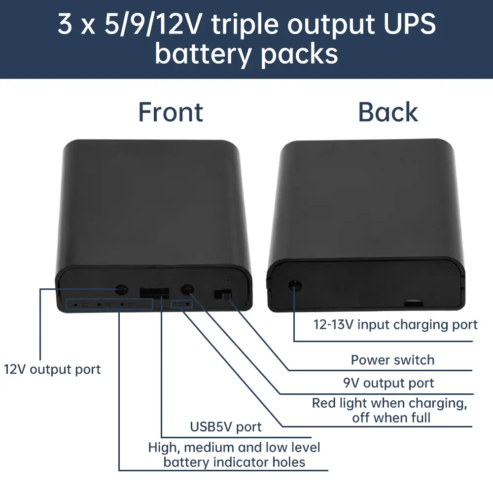 DIY 3*18650 Battery UPS Power Bank Box For Car DVR WiFi Router 5/9/12V Router Optical Modem Uninterruptible Power Supply Box