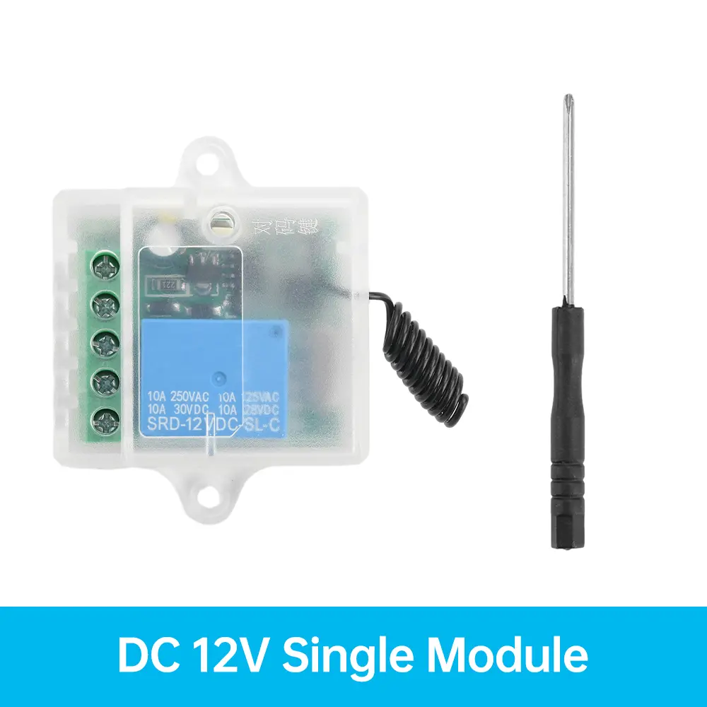 433 MHz Universal Wireless Remote Control Switch DC 12V 1 Channel Relay Receiver Controller Module and RF Transmitter