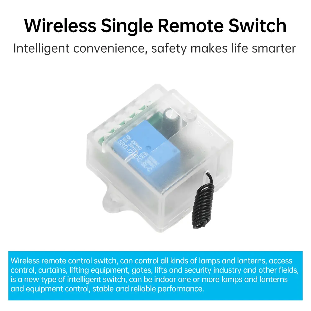 433 MHz Universal Wireless Remote Control Switch DC 12V 1 Channel Relay Receiver Controller Module and RF Transmitter