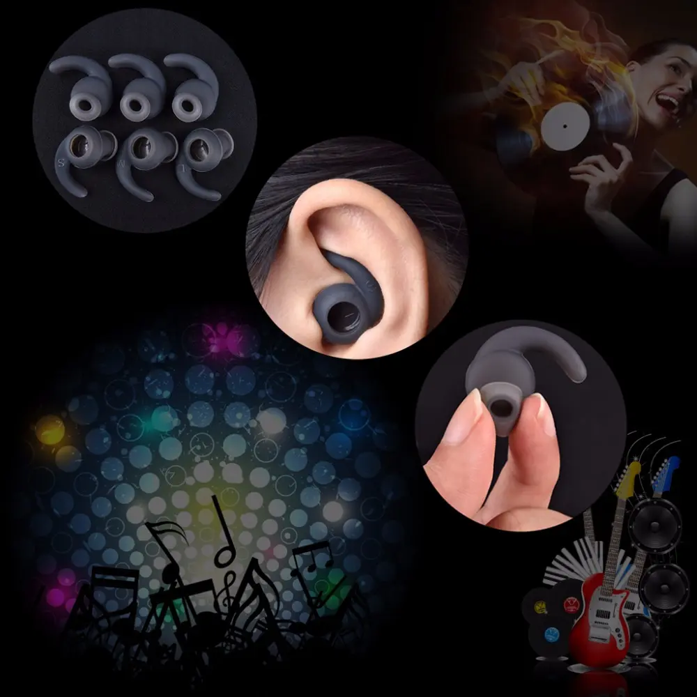 3 Pairs Silicone Hooks Eartip Eartips Earbuds Compatible with Synchros Reflect BT Wireless Bluetooth Earphones Eargels Earplugs