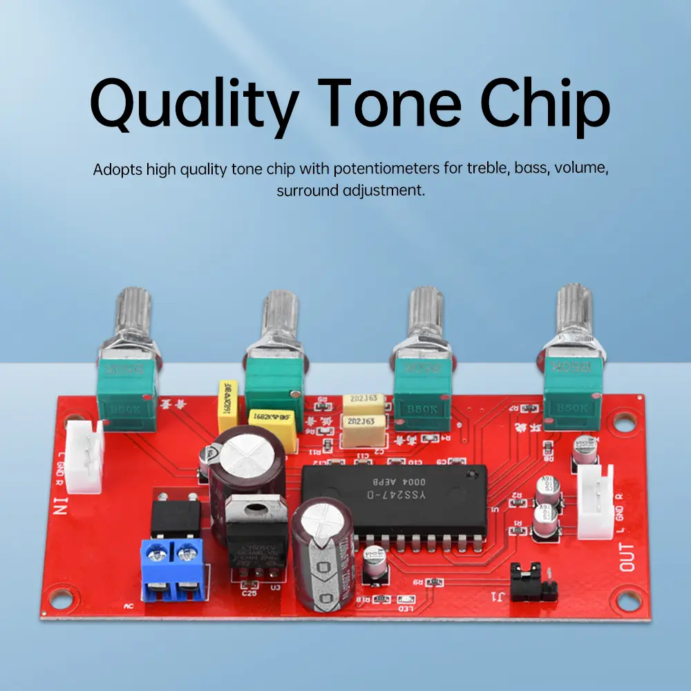 Sound Preamp Amplifier Volume Tone Control YSS247-D Audio Preamplifier AC5-16V/DC7-21V Treble Bass Volume Adjustment
