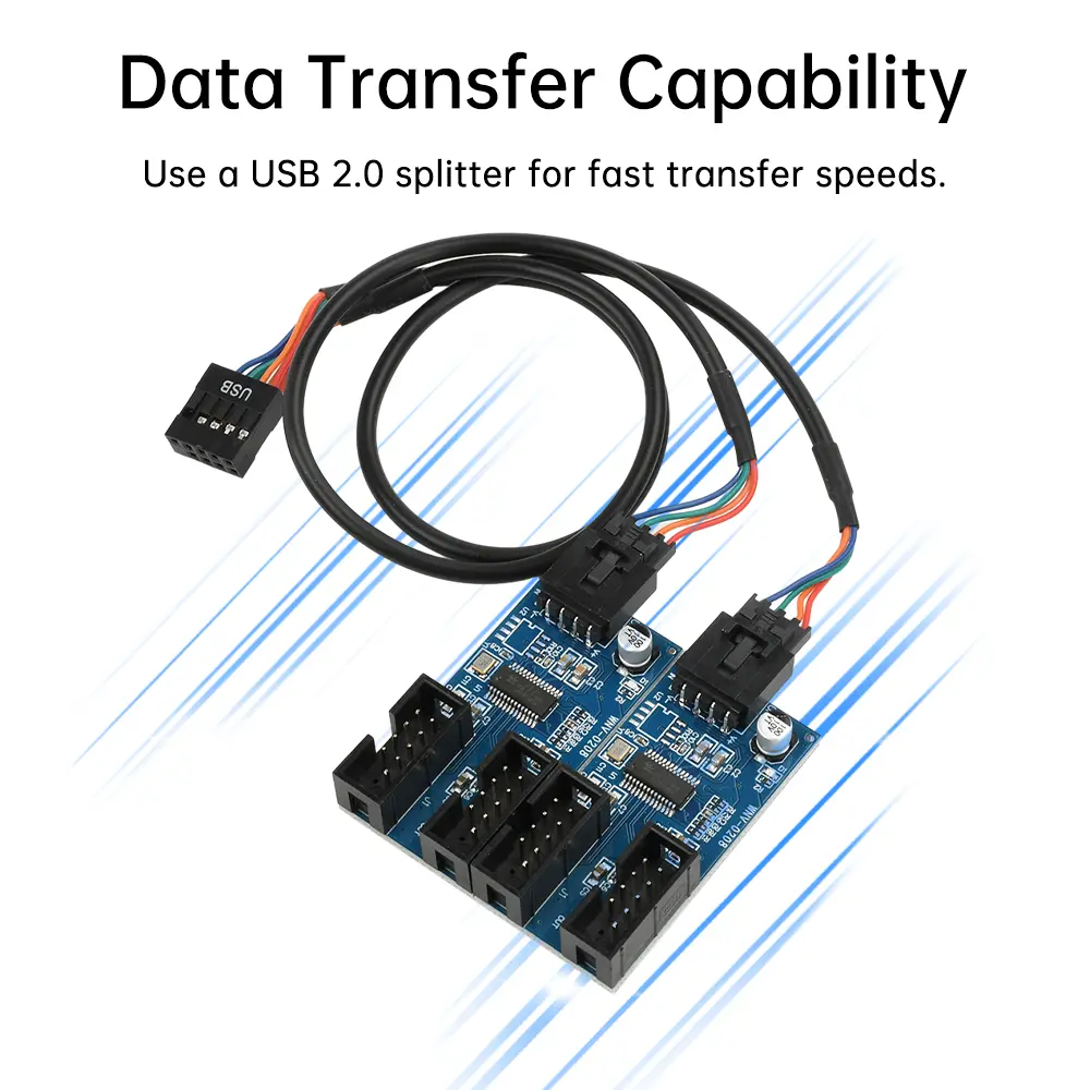 9 Pin USB2.0 Header Splitter Motherboard 1 To 2/4 Female Extension Splitter Cable Adapter 9-Pin USB HUB Connectors for Desktop