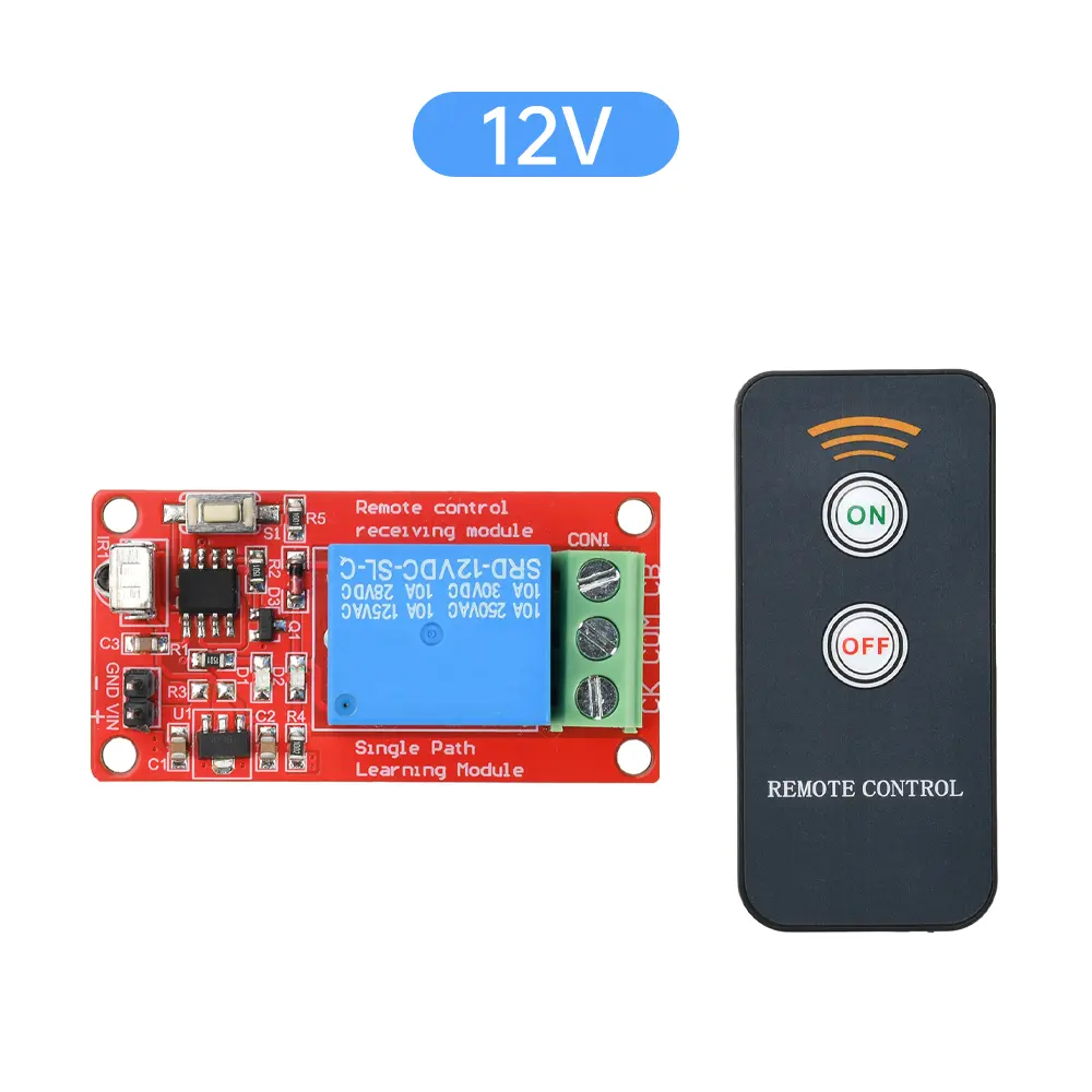 DC 5V 12V Remote Controller+IR 1 Channel Infrared Receiver Driving Switch Relay Driver Module Jogging Self-locking Interlock