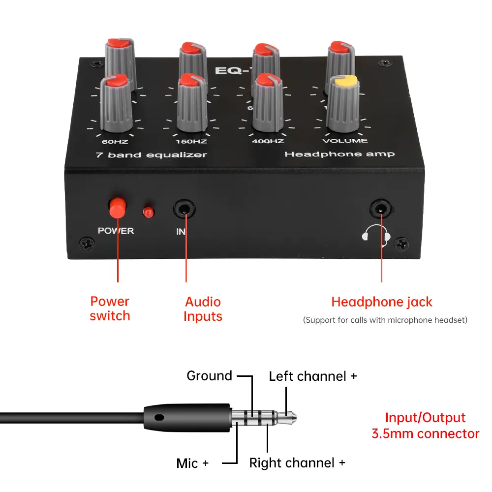 EQ-7 Audio Preamplifier EQ-7 7 Band Equalizer Adjust High School Bass Sound Amplifier Module For Speaker Mobile Phone Computer