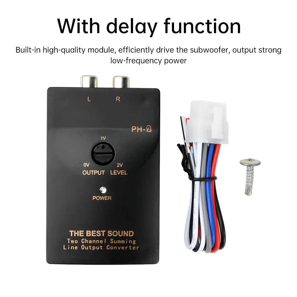 PH-2 Car Stereo Audio Converter RCA-Speaker Amplifier High To Low Level Line Output Converter Adapter Wiring Adjustable AutoPart