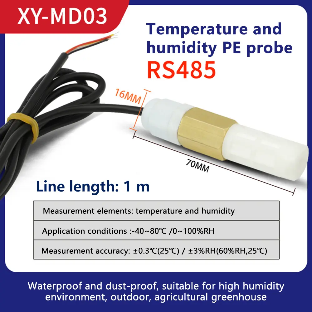 RS485 MODBUS_RTU Water Proof Temperature Humidity Sensor Probe XY-MD04  XY-MD03 Collector Temperature and Humidity Transmitter