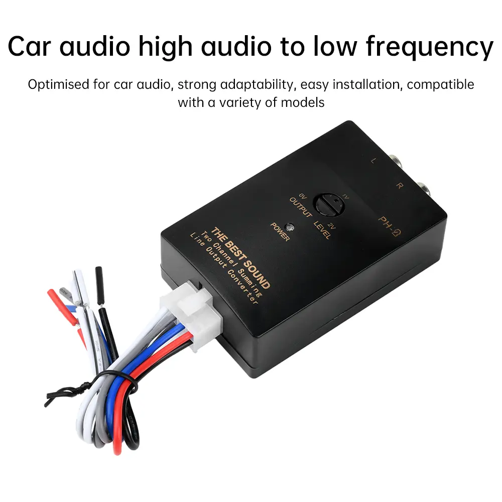 PH-2 Car Stereo Audio Converter RCA-Speaker Amplifier High To Low Level Line Output Converter Adapter Wiring Adjustable AutoPart