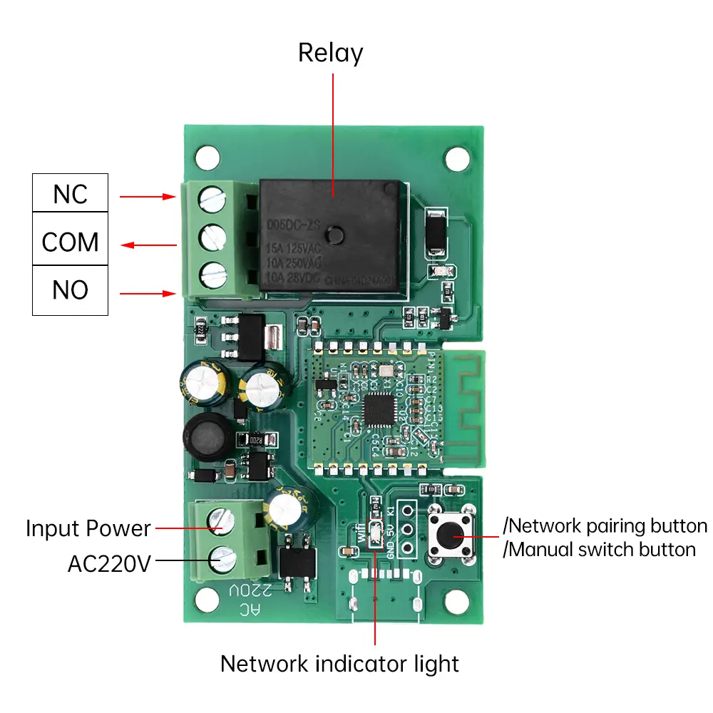 AC 220V 1/2/3 Way Bluetooth WiFi Relay Switch Module for eWeLink App Smart Home On Off Relay Module Gate Garage Door