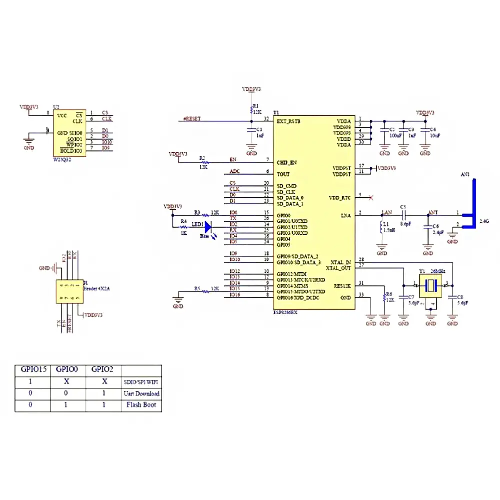 ESP8285 Wifi Transceiver Wireless Module Development Board With Built-in Flash Memory 1m
