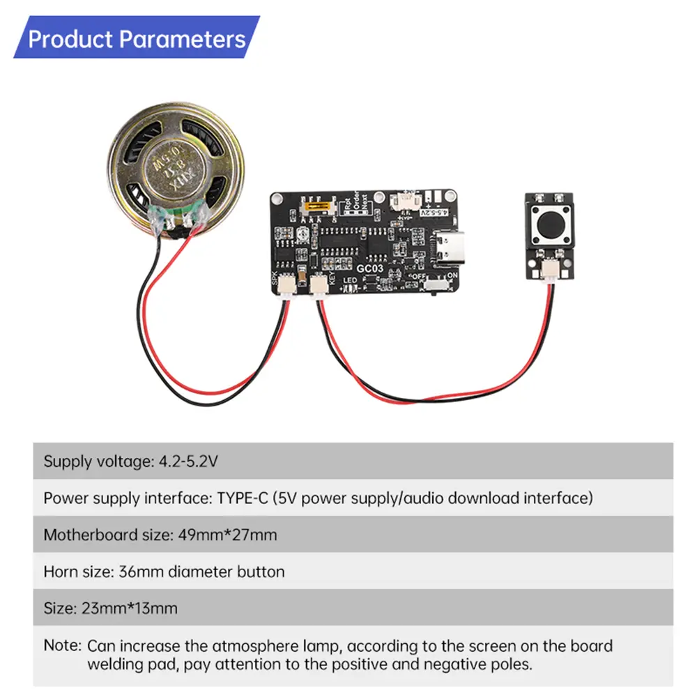 GC03 DIY Card Kit Sound Recorder Module MP3 Download Voice Module Greeting Card for Holiday DIY Music Box