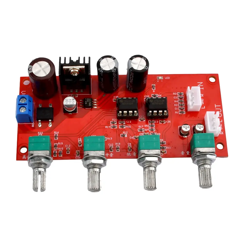 NE5532 Preamp Sound Amplifier Board HIFI Stereo Volume Tone Control Pre-amp Preamplifier Treble Midrange Bass Single Power