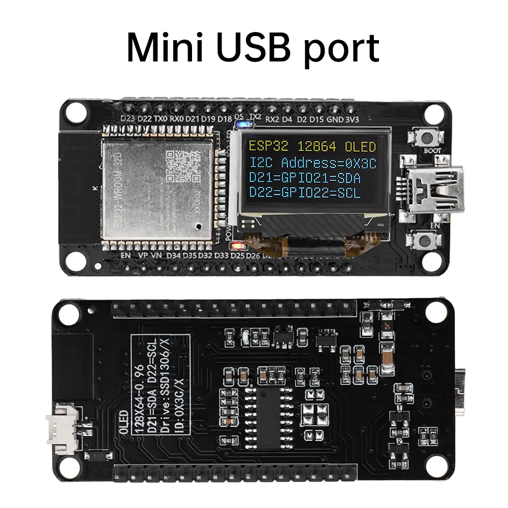 ESP32 ESP-WROOM-32D WiFi Bluetooth Development Board 0.96 Inch OLED 30 Pin ESP WROOM 32D CH340 Wireless Mini/Micro USB Type-C