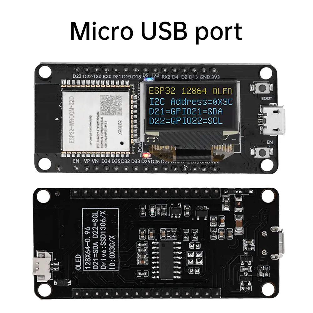 ESP32 ESP-WROOM-32D WiFi Bluetooth Development Board 0.96 Inch OLED 30 Pin ESP WROOM 32D CH340 Wireless Mini/Micro USB Type-C
